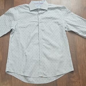 BUGATCHI UOMO mens slim-fit long-sleeve dress shirt SIZE 16.5x37 MULTICOLOR LL27